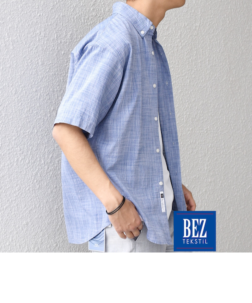 SHIPS any: BEZ TEXTILE マルチカラー ストライプ/ソリッド ボタンダウン ショートスリーブ シャツ◇