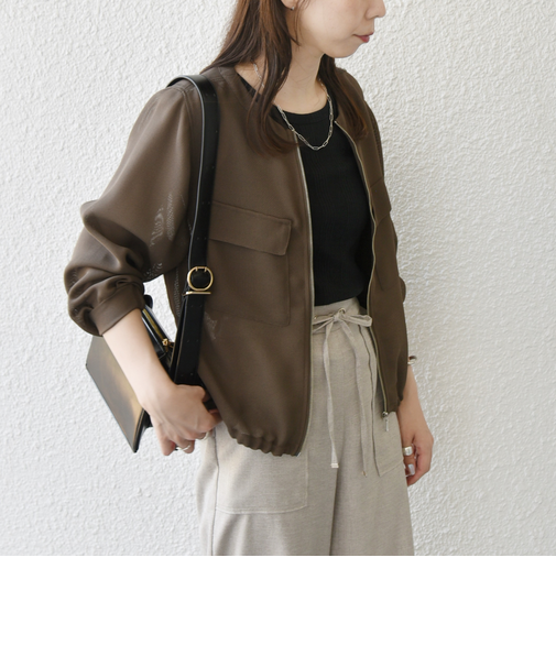 SHIPS Colors:〈手洗い可能〉メッシュ ノーカラー ジップ ブルゾン◇