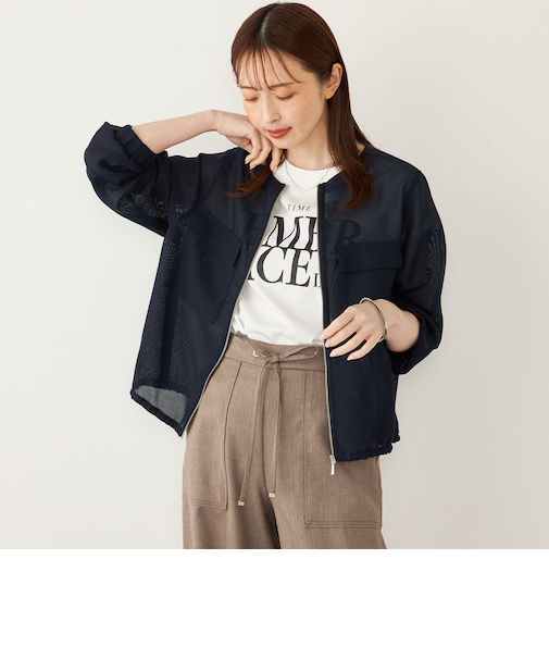 SHIPS Colors:〈手洗い可能〉メッシュ ノーカラー ジップ ブルゾン◇
