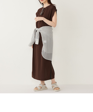 SHIPS Colors:〈手洗い可能〉カットジョーゼット サイドライン ワンピース