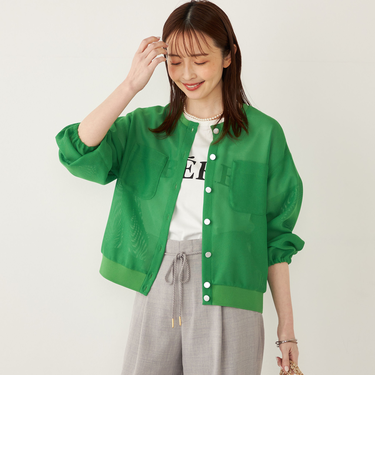 SHIPS Colors:〈手洗い可能〉メッシュ ノーカラー ハオリ 2◇