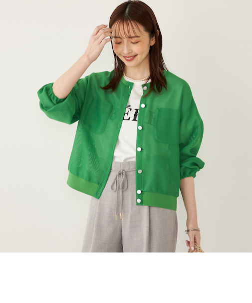 SHIPS Colors:〈手洗い可能〉メッシュ ノーカラー ハオリ 2◇