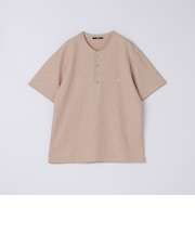 【WEB限定】SHIPS: メランジ カノコ ヘンリーネック Tシャツ (半袖)