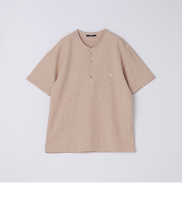 【WEB限定】SHIPS: メランジ カノコ ヘンリーネック Tシャツ (半袖)