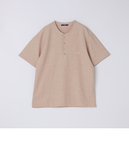 【WEB限定】SHIPS: メランジ カノコ ヘンリーネック Tシャツ (半袖)