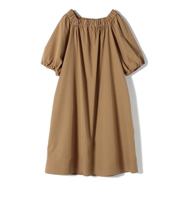 SHIPS Primary Navy Label:へム ステッチ オフショル ワンピース