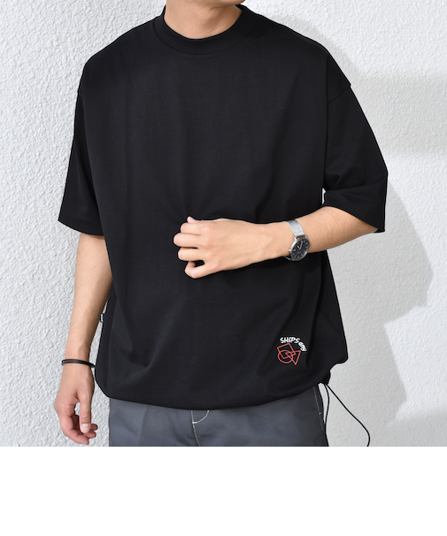 SHIPS any: オーガニック コットン ワンポイント ロゴ プリント×刺繍 スピンドル Tシャツ◇