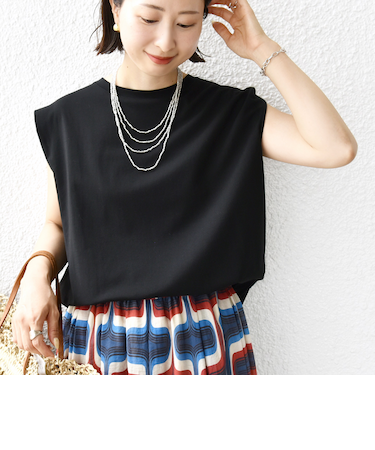 〈接触冷感〉ポンチ ノースリーブ プルオーバー