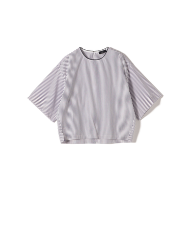 SHIPS Primary Navy Label:〈手洗い可能〉コットン ストライプ T ブラウス