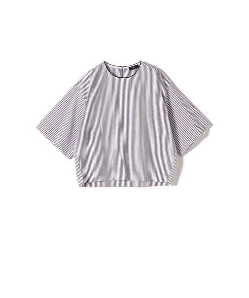 SHIPS Primary Navy Label:〈手洗い可能〉コットン ストライプ T ブラウス