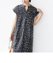【WEB限定】〈手洗い可能〉リネン レーヨン コーティング ワンピース