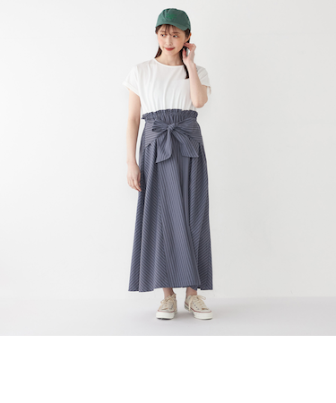 SHIPS Colors:〈手洗い可能〉リンク ストライプ ドッキング ワンピース