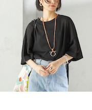 〈手洗い可能〉18G コットン ナイロン ワイド スリーブ プルオーバー