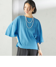 〈手洗い可能〉18G コットン ナイロン ワイド スリーブ プルオーバー