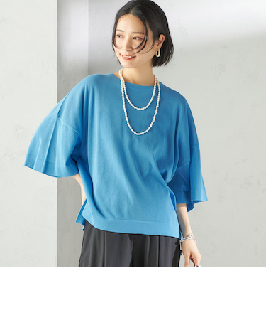 〈手洗い可能〉18G コットン ナイロン ワイド スリーブ プルオーバー