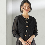 TORRAZZO DONNA:〈手洗い可能〉ビジュー シアー カーディガン