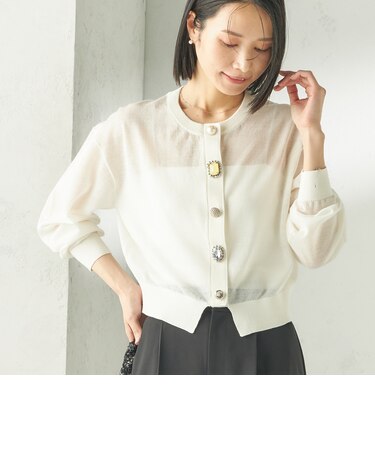 《一部追加予約》TORRAZZO DONNA:〈手洗い可能〉ビジュー シアー カーディガン