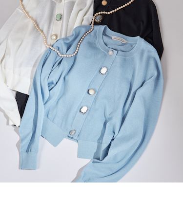 TORRAZZO DONNA:〈手洗い可能〉ビジュー シアー カーディガン