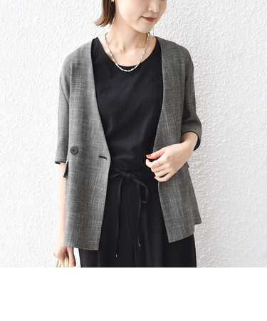 2WAY サテン × カットソー スクエア タンクトップ