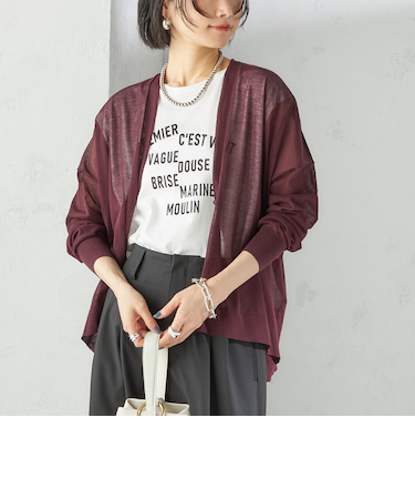 〈手洗い可能〉18G コットン ナイロン Vネック 1 ボタン カーディガン