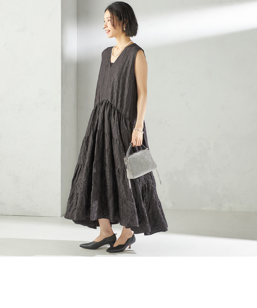 TORRAZZO DONNA:〈手洗い可能〉ティアード ノースリーブ ワンピース