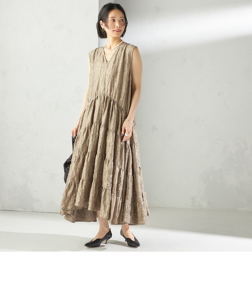 TORRAZZO DONNA:〈手洗い可能〉ティアード ノースリーブ ワンピース