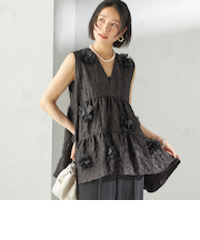 TORRAZZO DONNA:〈手洗い可能〉フラワー ティアード ブラウス