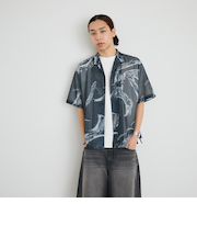 City Ambient Products: オープン カラー メッシュ プリント シャツ