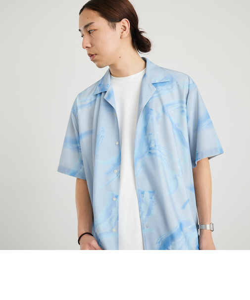 City Ambient Products: オープン カラー メッシュ プリント シャツ