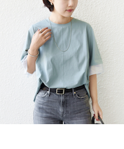 《一部追加予約》【WEB限定】〈接触冷感 / UVカット〉シアー オーガンジー コンビ プルオーバー