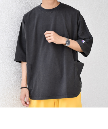【SHIPS any別注】Champion: ブリーチ ドルマン キャンプポケット Tシャツ◇