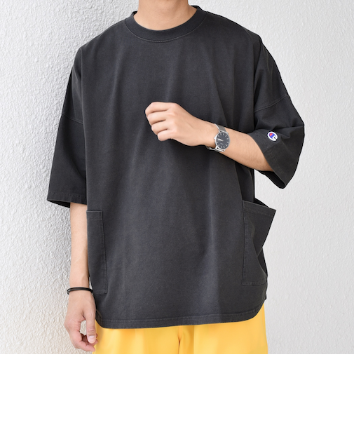 【SHIPS any別注】Champion: ブリーチ ドルマン キャンプポケット Tシャツ◇