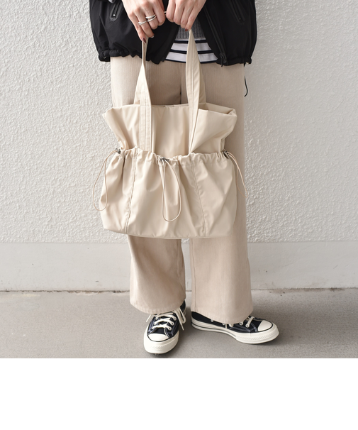 《新色予約》SHIPS Colors: A4 ナイロン ギャザー トートバッグ ◆