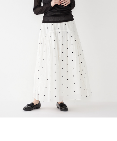 SHIPS Colors:〈手洗い可能〉コットンオーガンジー ドット エンブロイダリー スカート
