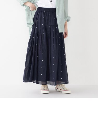 SHIPS Colors:〈手洗い可能〉コットンオーガンジー ドット エンブロイダリー スカート