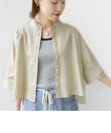 【WEB限定】〈手洗い可能〉ブロード ストライプ / 無地 切替 パッチワーク シャツ