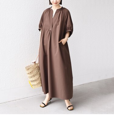 〈接触冷感 / 撥水加工〉TEX BRID(R)タフタ ギャザー ワンピース