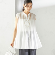 〈手洗い可能〉ボリューム フレア フレンチスリーブ ブラウス