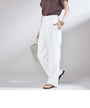 〈UVカット / 吸水速乾 / 手洗い可能〉合繊 タック センター プレス パンツ