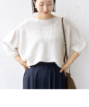 〈手洗い可能〉ペーパー パフ スリーブ 半袖 ニット