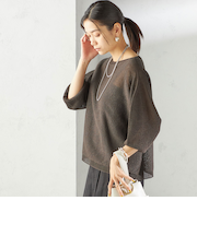 〈手洗い可能〉ペーパー パフ スリーブ 半袖 ニット