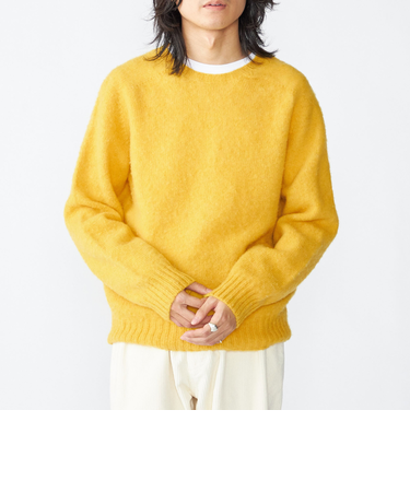 【SHIPS別注】HARLEY OF SCOTLAND: ウール シャギー クルーネック ニット