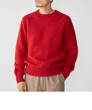 【SHIPS別注】HARLEY OF SCOTLAND: ウール シャギー クルーネック ニット