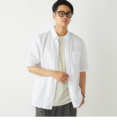 SHIPS Colors:リネン ボタンダウン ショートスリーブ シャツ