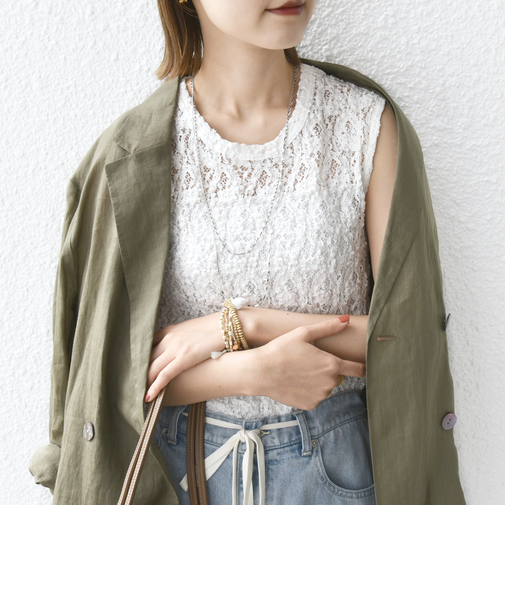 〈手洗い可能〉ラッセル レース ノースリーブ