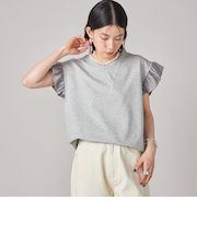 SHIPS NINE CASE:〈手洗い可能〉ミニ 裏毛 フリル カットソー