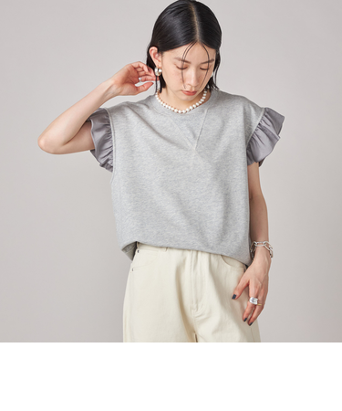 SHIPS NINE CASE:〈手洗い可能〉ミニ 裏毛 フリル カットソー