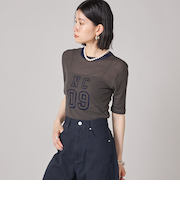 SHIPS NINE CASE:シアー ロゴ リンガー TEE