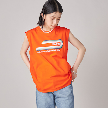 SHIPS NINE CASE:ロゴ ノースリーブ TEE