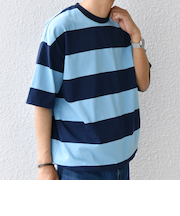 SHIPS any: ワイド カラー ボーダー スピンドル Tシャツ◇
